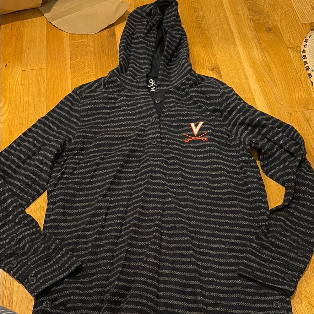 Vantage Women’s Navy and Gray Striped Cardigan Size XS